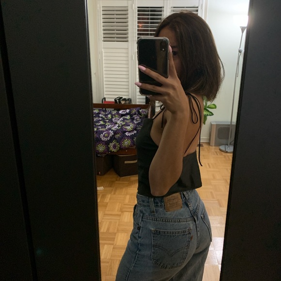 Brandy Melville Cowl Neck Satin Tie Top - Picture 5 of 6